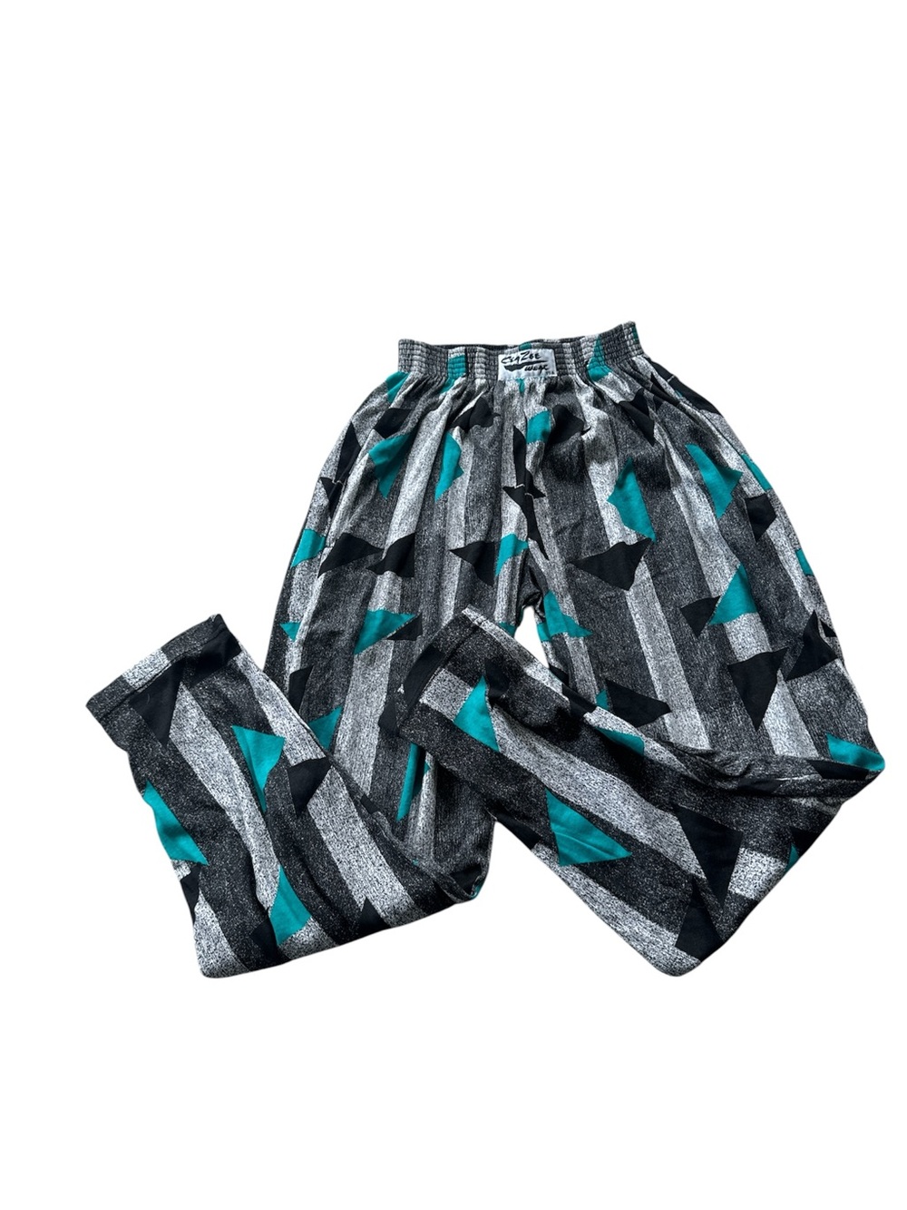 Vintage Geometric Print craze wear Lounge Pants in Teal & Gray size small